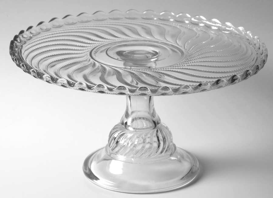 Beaded Swirl and Disk Round Cake Stand by US Glass-1