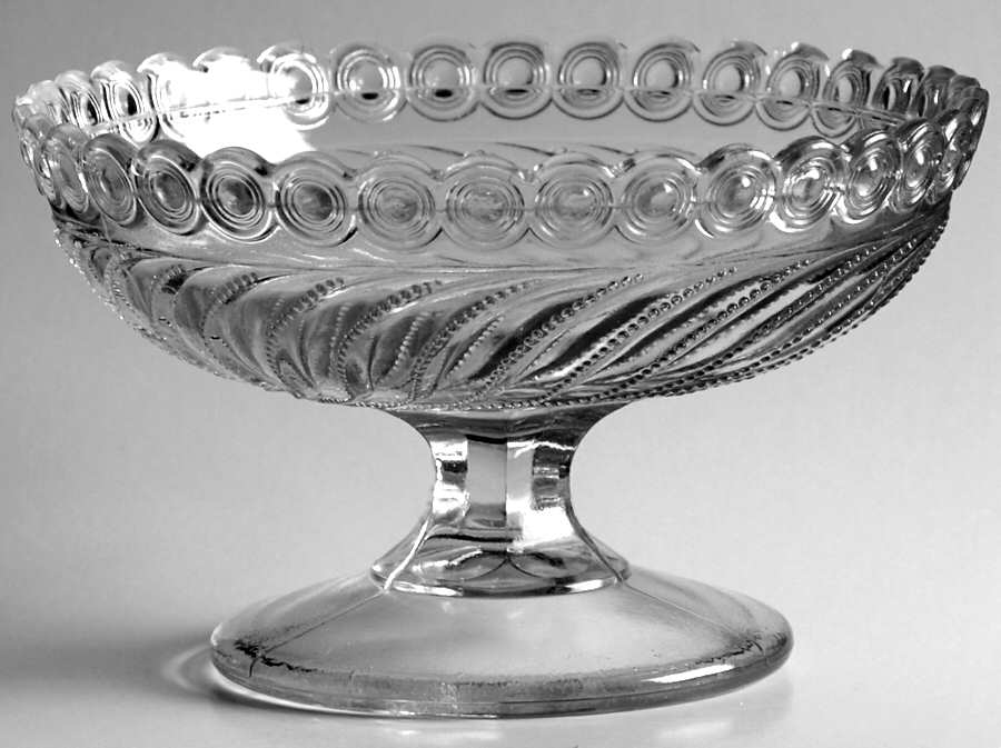 Beaded Swirl and Disk 3" X 5" Round Compote No Lid (Has Lip) by US Glass-1