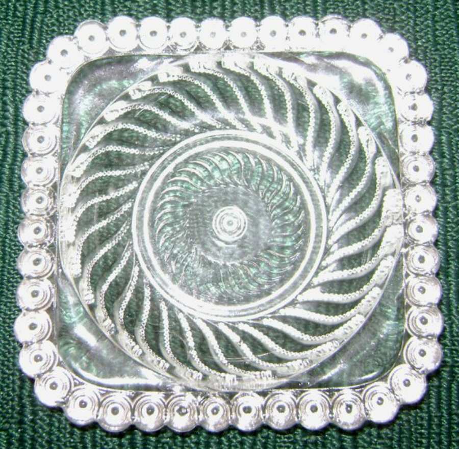 Beaded Swirl and Disk Square Fruit Bowl by US Glass-1