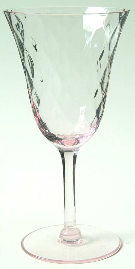 UNK3473 Pink (Diamond Optic) Water Goblet by Unknown Manufacturer-1
