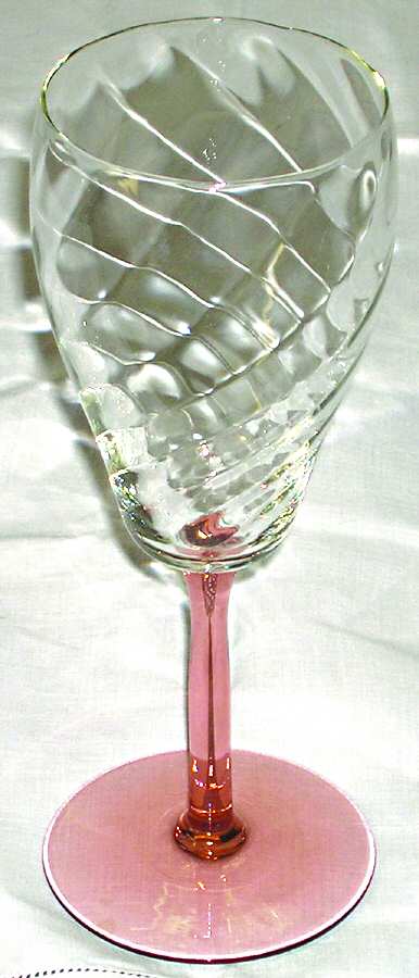 UNK3560 Pink Clear Water Goblet by Unknown Manufacturer-1