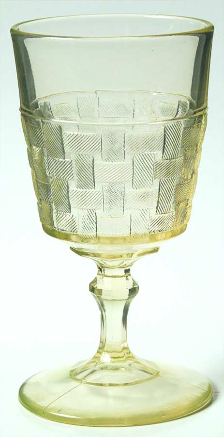 Basketweave Canary Water Goblet by Unknown Manufacturer-1