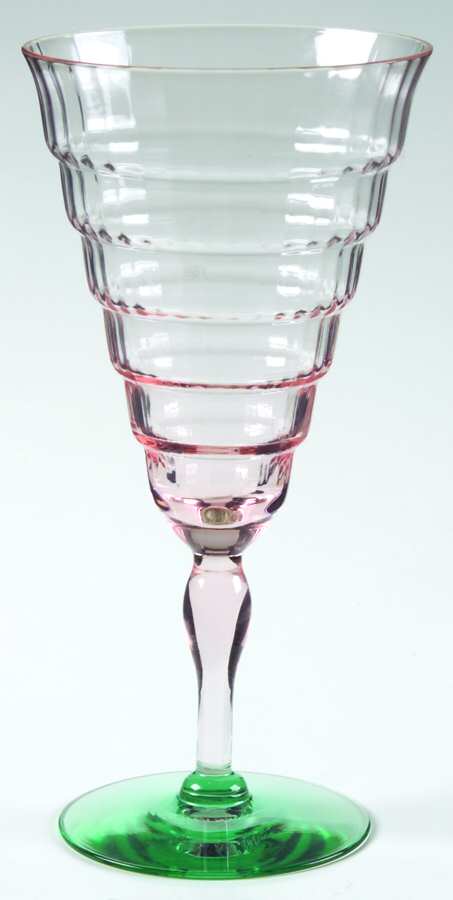 Mandalay Dine Pink and Green Water Goblet by Utility Glass-1
