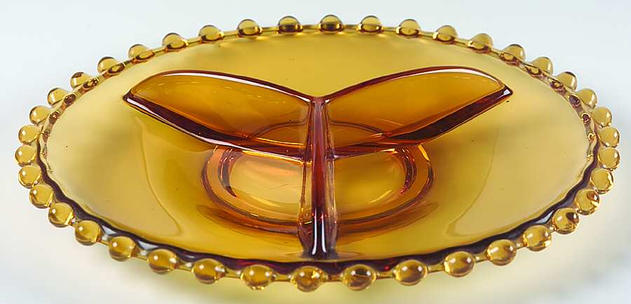 BOC2274 Amber 9" 3 Part Round Relish by Bohemia Crystal-Crystalex-1