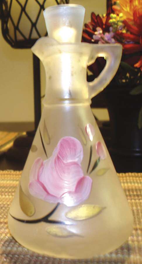 Rose Frosted Oil Cruet & Stopper by Hazel-Atlas-1
