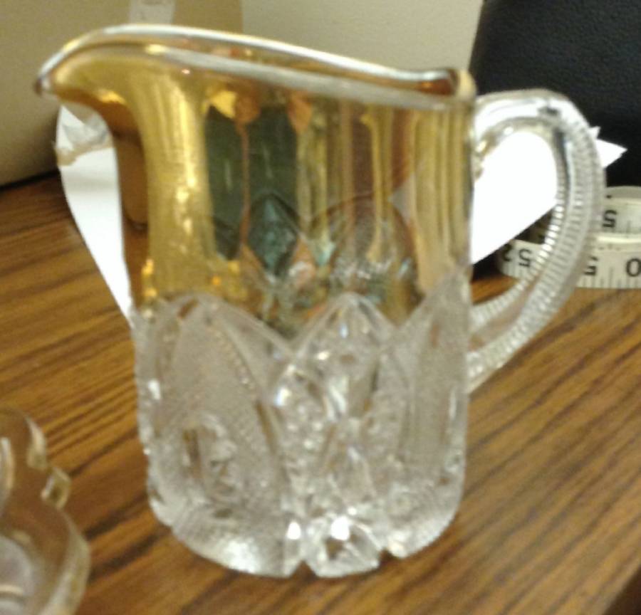 New Hampshire Clear (Gold Trim) Creamer by US Glass-1