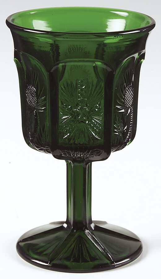Paneled Thistle-Green Water Goblet by Unknown Manufacturer-1
