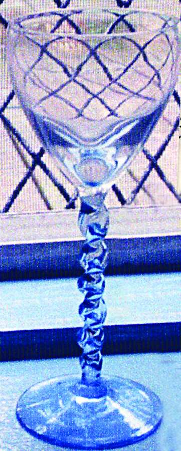 UNK4575 Blue (Blue Stem and Foot) Water Goblet by Unknown Manufacturer-1