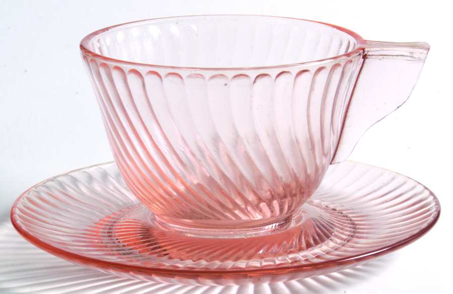 UNK4619 Pink Cup & Saucer Set by Unknown Manufacturer-1