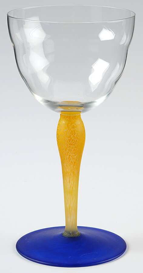 UNK4754 Yellow and Blue Water Goblet by Unknown Manufacturer-1