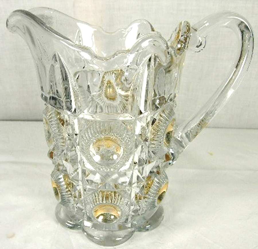 Bull's Eye and Daisy Clear (Gold Trim) Pitcher by US Glass-1