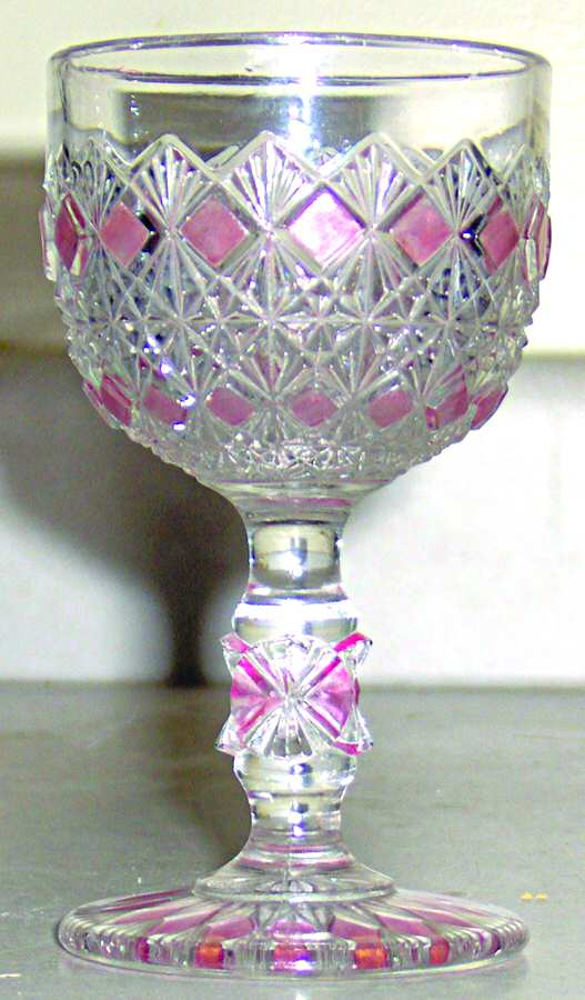Fine Cut and Block Ruby Flash Wine Glass by US Glass-1