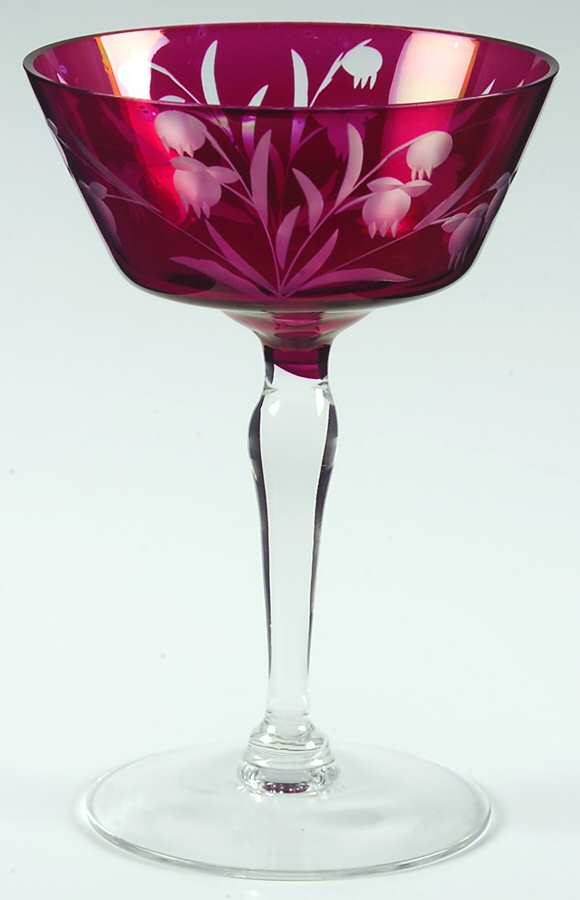 UNK5201 Ruby Flash Champagne/Tall Sherbet by Unknown Manufacturer-1