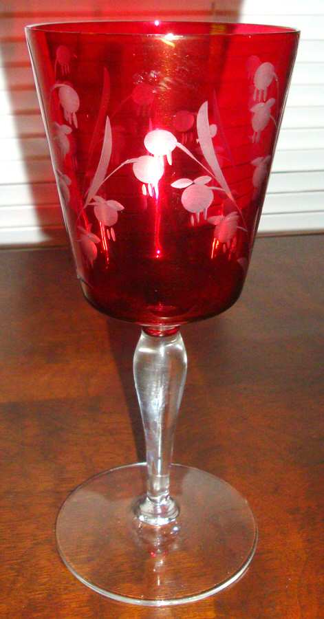 UNK5201 Ruby Flash Water Goblet by Unknown Manufacturer-1