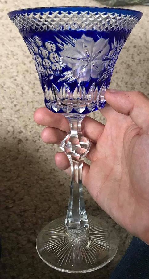 UNK5377 Dark Blue Water Goblet by Unknown Manufacturer-1