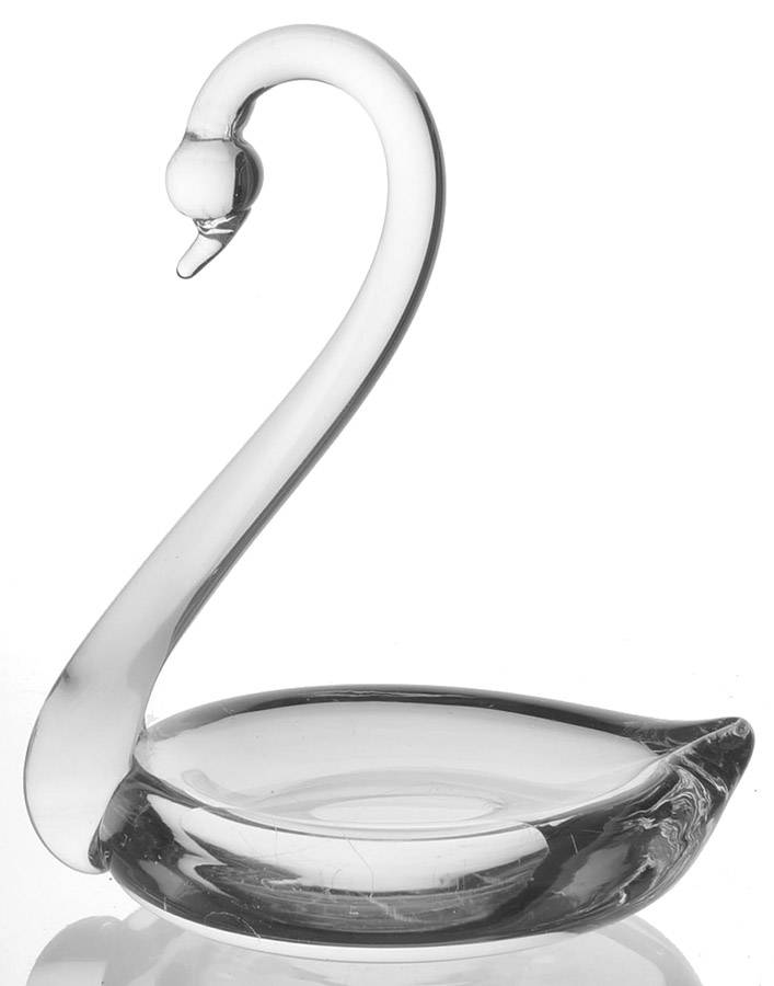 Animals & Figurines (Clear) 6" Open Swan by Unknown Manufacturer-1