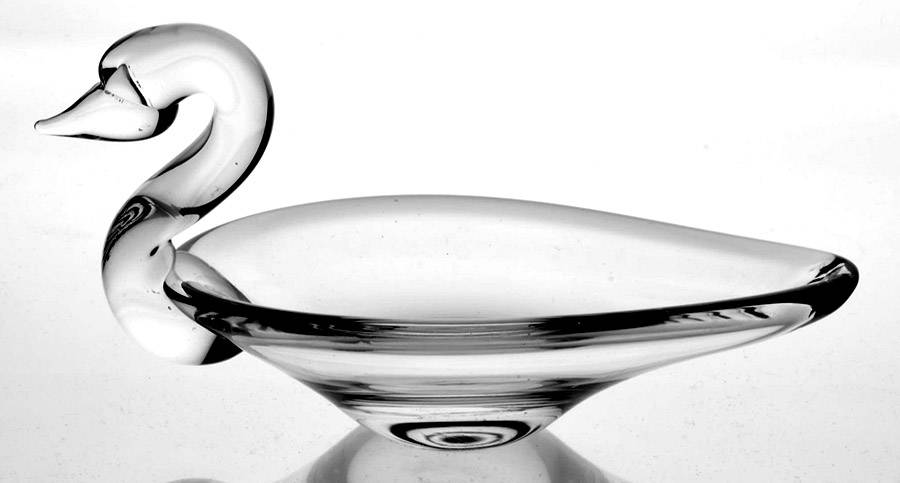 Animals & Figurines (Clear) 5" Open Swan by Unknown Manufacturer-1