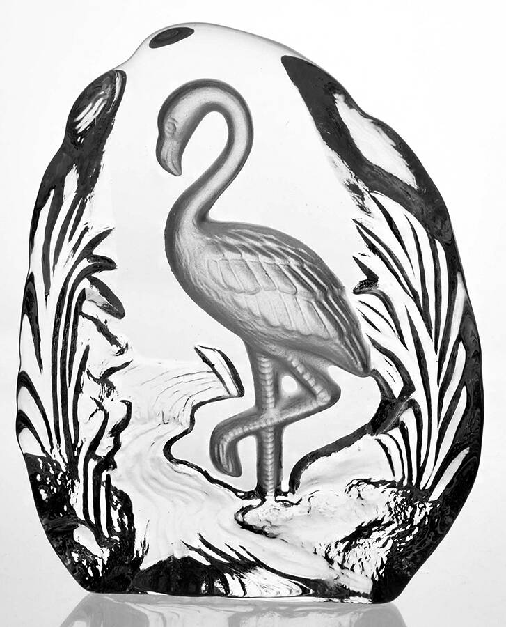 Animals & Figurines (Clear) Flamingo Paperweight by Unknown Manufacturer-1
