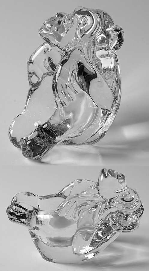 Animals & Figurines (Clear) Monkey Ashtray by Unknown Manufacturer-1