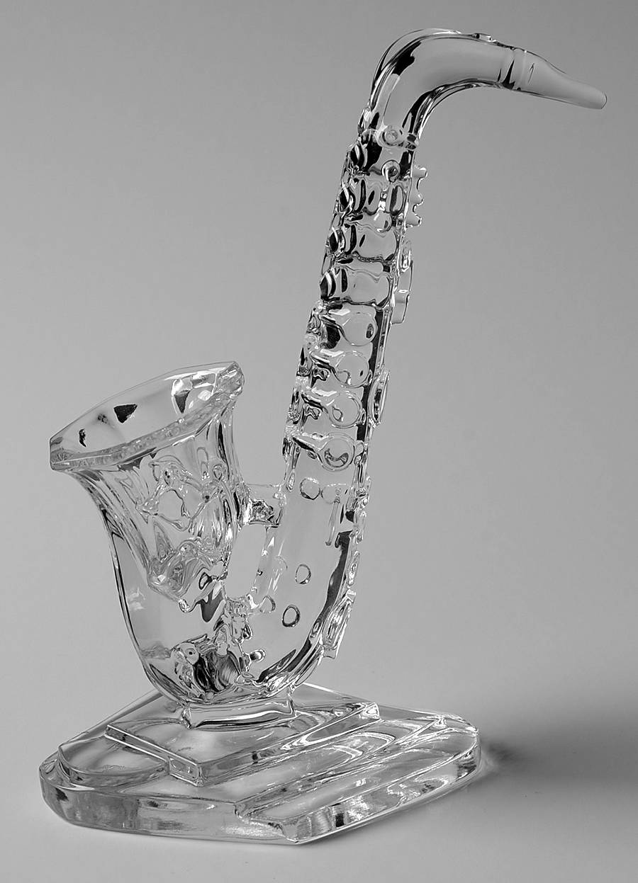 Animals & Figurines (Clear) Saxophone Figurine by Unknown Manufacturer-1