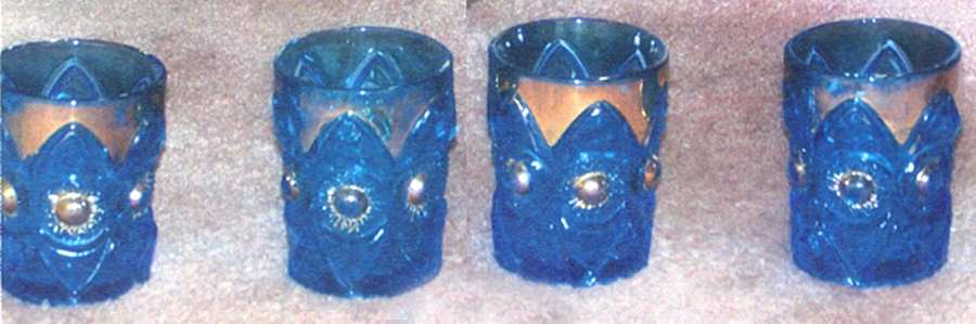Bulls Eye and Fan Blue Flat Tumbler by US Glass-1