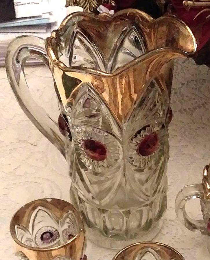 Bulls Eye and Fan Clear (Gold) Pitcher by US Glass-1