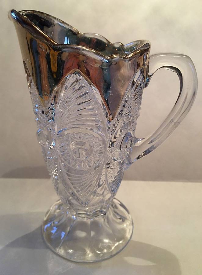 Bulls Eye and Fan Clear (Gold) Creamer by US Glass-1
