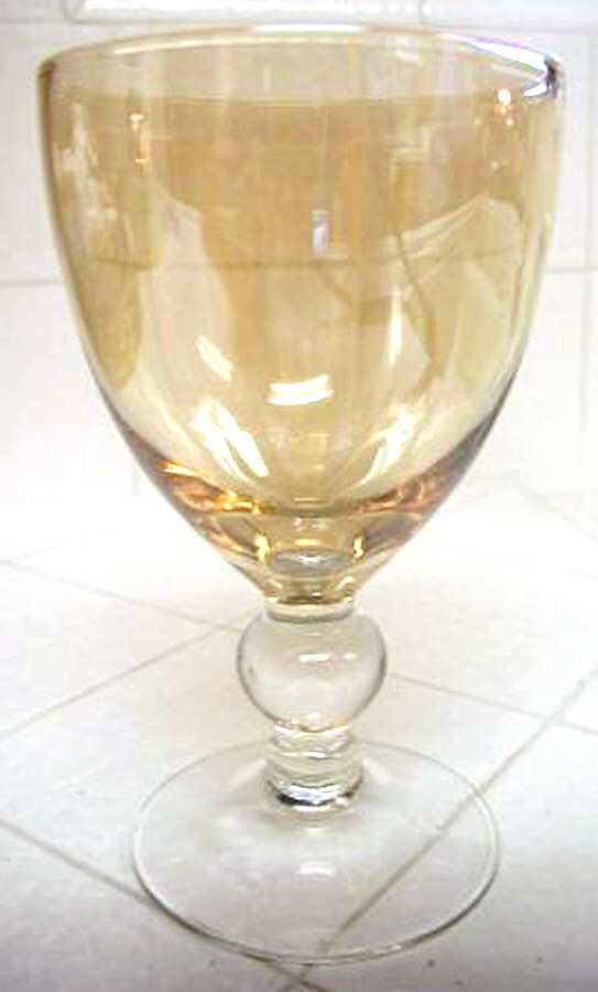UNK5658 Amber Iridescent Water Goblet by Unknown Manufacturer-1
