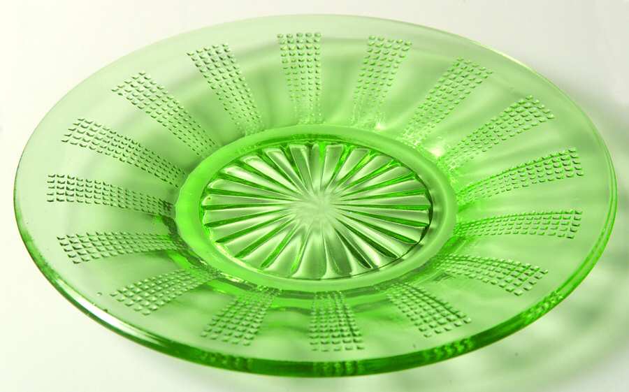 Diamond Panel-Green Bread & Butter Plate by Unknown Manufacturer-1