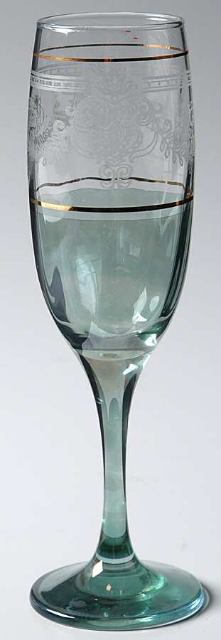 UNK3298 Green Fluted Champagne by Unknown Manufacturer-1