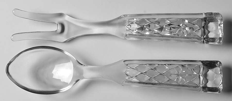 Glass Utensils Salad Serving Set (Spoon & Fork) by Unknown Manufacturer-1