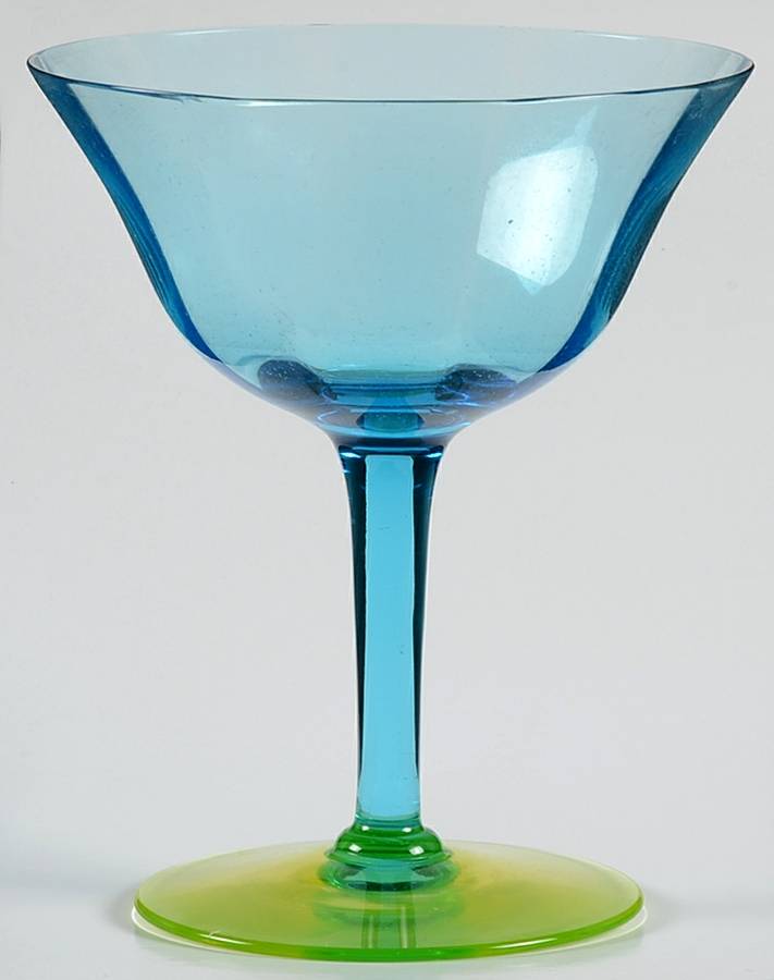 14196-Blue-Vaseline Champagne/Tall Sherbet by Tiffin-Franciscan-1