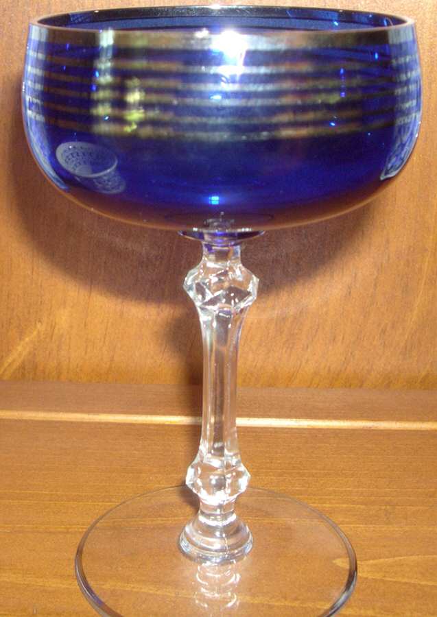 UNK390 Cobalt Platinum Dec 1 Champagne/Tall Sherbet by Unknown Manufacturer-1