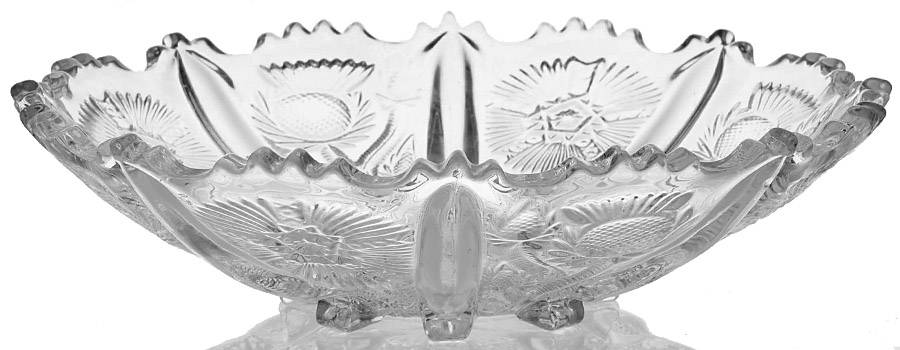 Paneled Thistle Clear 9" Shallow Round Bowl by Unknown Manufacturer-1