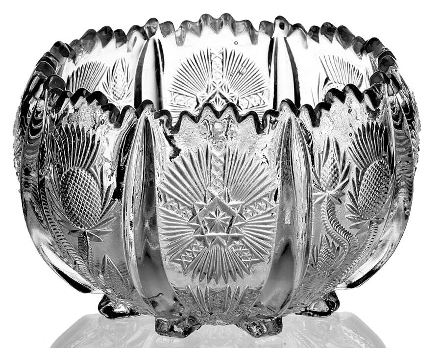 Paneled Thistle Clear 4" Rose Bowl by Unknown Manufacturer-1