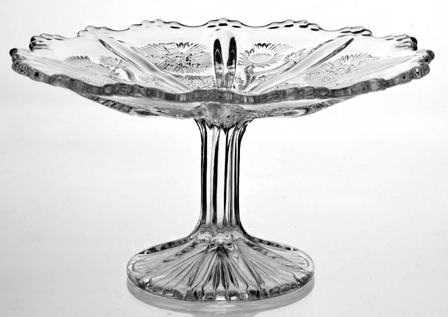 Paneled Thistle Clear 6" Diameter Pedestal Cake Stand by Unknown Manufacturer-1