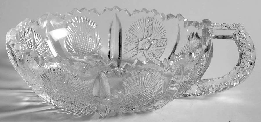 Paneled Thistle Clear 5" 1 Handled Nappy by Unknown Manufacturer-1