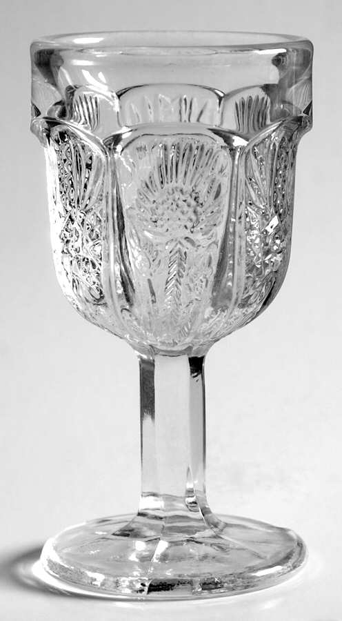 Paneled Thistle Clear Wine Glass by Unknown Manufacturer-1