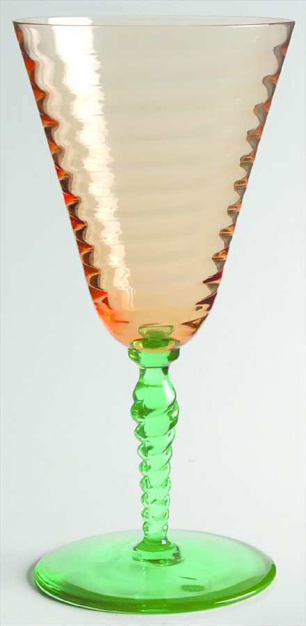 UNK6426 Amber Green Water Goblet by Unknown Manufacturer-1