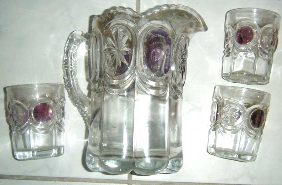 Knobby Bulls Eye Amethyst Flash Flat Tumbler by US Glass-1