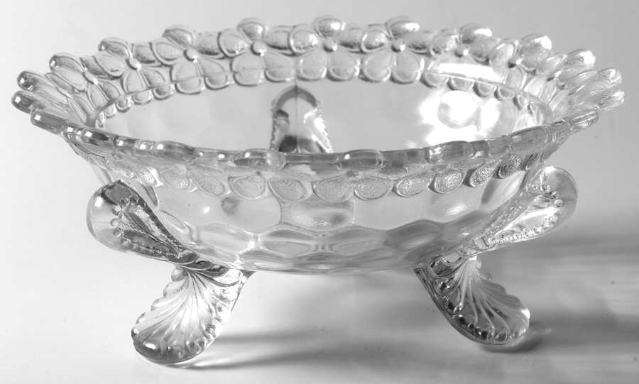 Honeycomb with Flower Rim Clear Round Butter Dish No Lid by US Glass-1