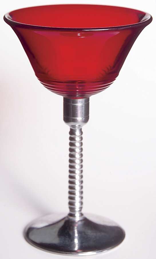 UNK7068 Crystal Bowl Metal Stem Liquor Cocktail by Unknown Manufacturer-1