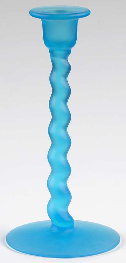 Blue Satin 9" Single Light Candlestick by US Glass-1