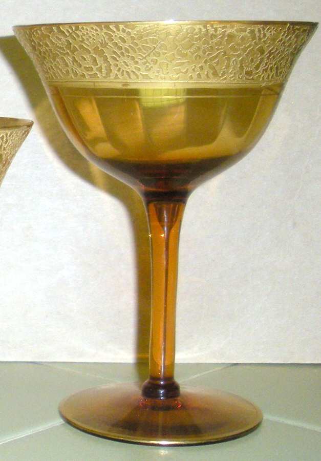 UNK1816 AMBER Champagne/Tall Sherbet by Unknown Manufacturer-1
