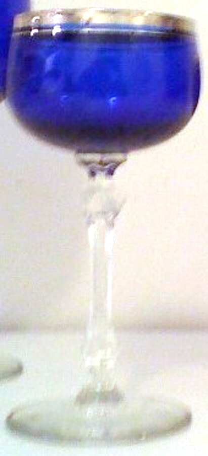 UNK390 Cobalt Platinum Dec 2 Wine Glass by Unknown Manufacturer-1