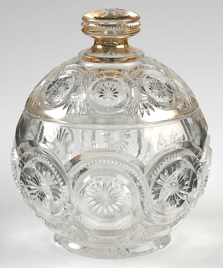 Star in Bull's Eye (Gold Trim) Sugar Bowl & Lid by US Glass-1