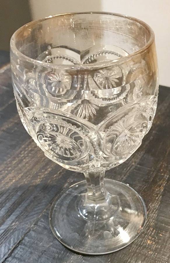 Star in Bull's Eye (Gold Trim) Water Goblet by US Glass-1