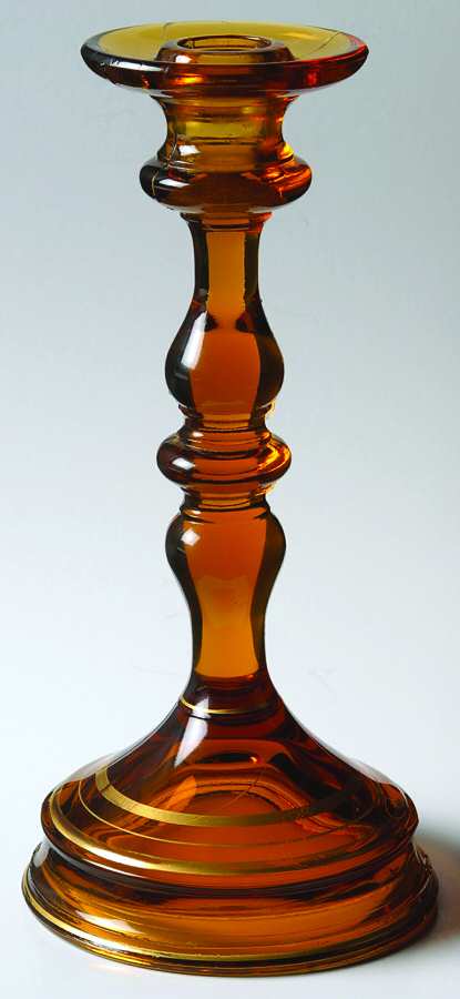 76 Amber (Gold Line Decoration 1) 9" Single Light Candlestick by US Glass-1