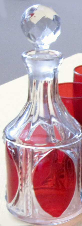 Pentagon Ruby Flash Decanter & Stopper by Windsor Glass Co-1