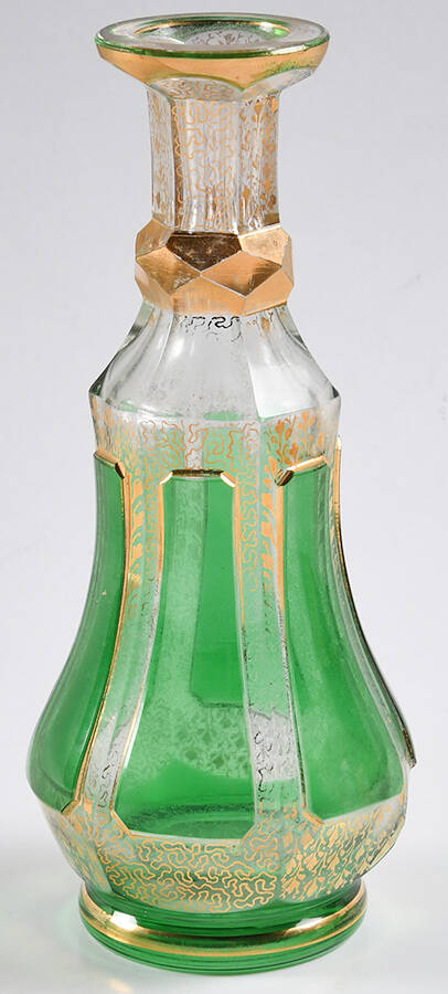 Gold Panel Green Decanter No Stopper by Kusak Cut Glass Works-1